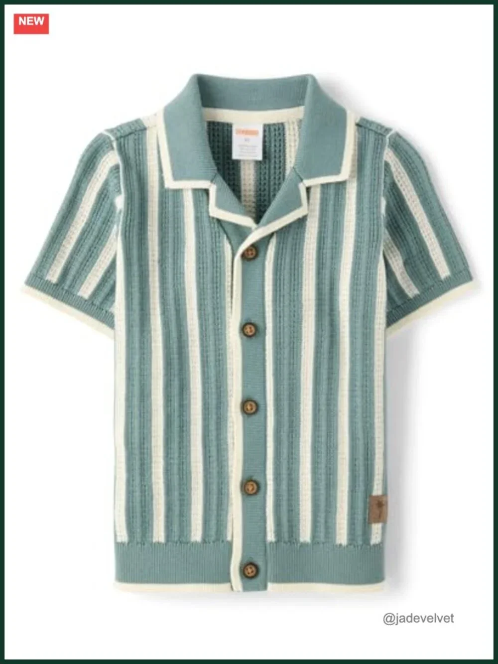 Boys' Notch Collar Striped Short Sleeve Polo Shirt